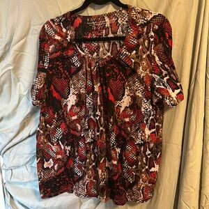 Pennington relaxed fit Brown, Red, Gold, and white 1X